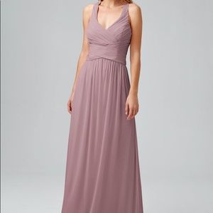 David’s Bridal Mesh Long Bridesmaid Dress with Crisscross Back